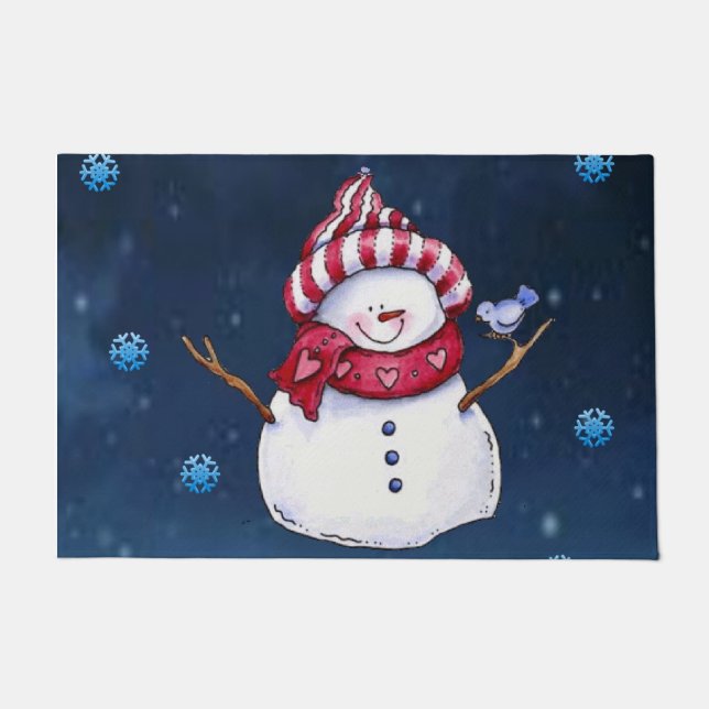 Christmas Door Mat, Snowman Doormat (Front)