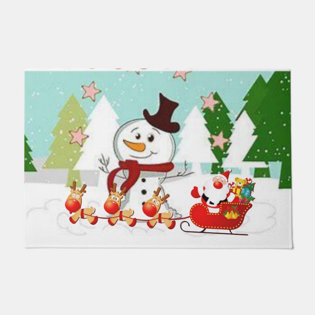 Christmas Door Mat, Snowman Doormat (Front)