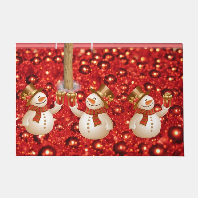 Christmas Door Mat, Snowman Doormat (Front)