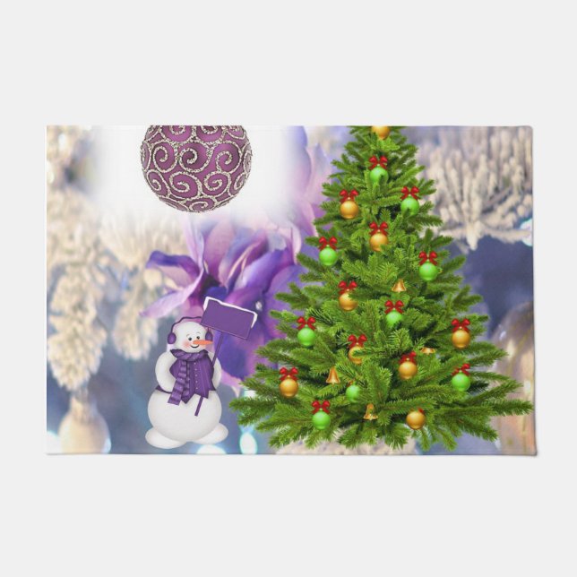 Christmas Door Mat, Snowman Doormat (Front)