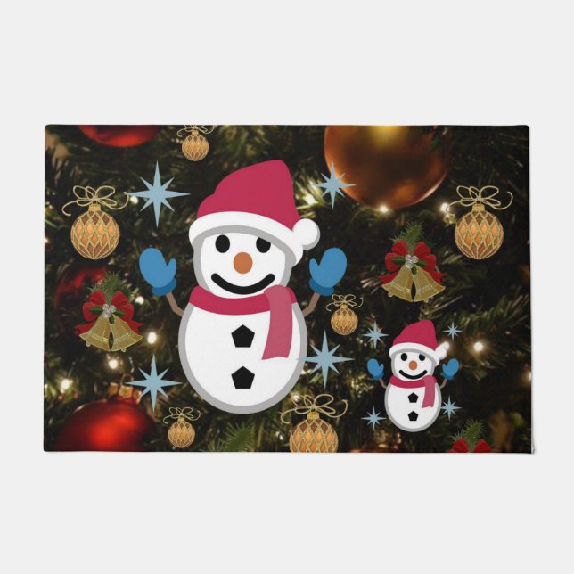 Christmas Door Mat, Snowman Doormat (Front)