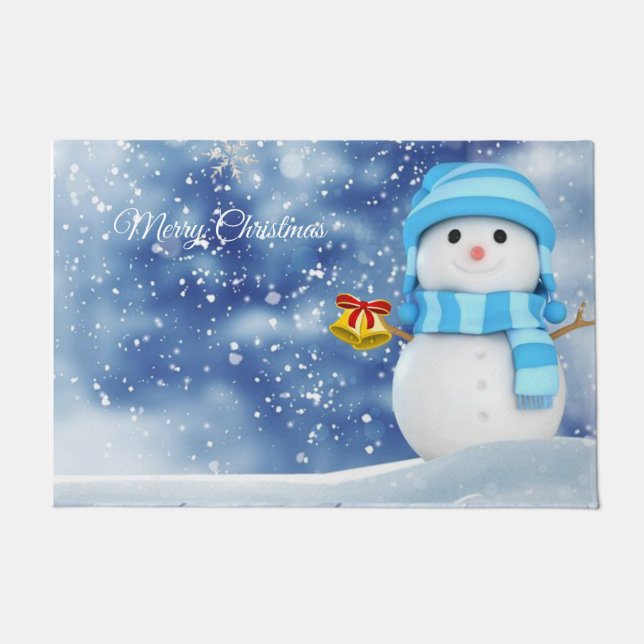 Christmas Door Mat, Snowman Doormat (Front)