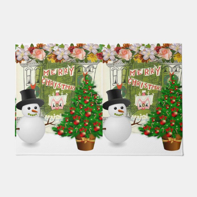 Christmas Door Mat, Snowman Doormat (Front)