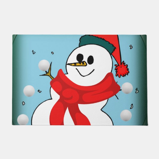 Christmas Door Mat, Snowman Doormat (Front)