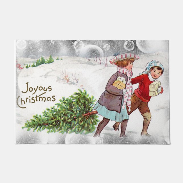 Christmas Door Mat, Vintage Doormat (Front)