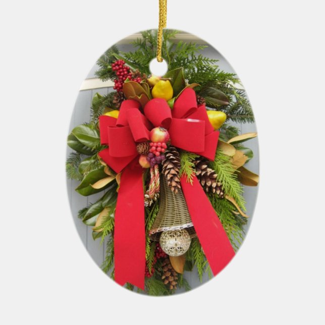 Christmas Door Oval Ornament (Front)