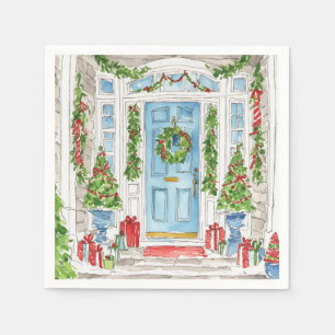 Christmas Door Watercolor Napkins
