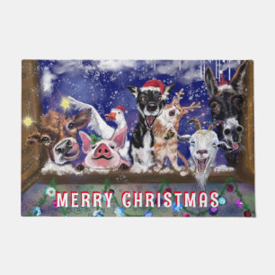 Christmas Doormat Animal Party Merry Christmas