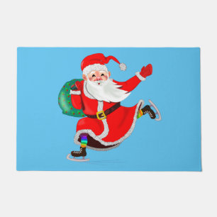 Christmas Doormat Santa Claus with Gift