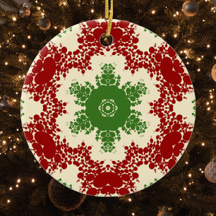 Christmas Dot Mandala Ceramic Tree Decoration