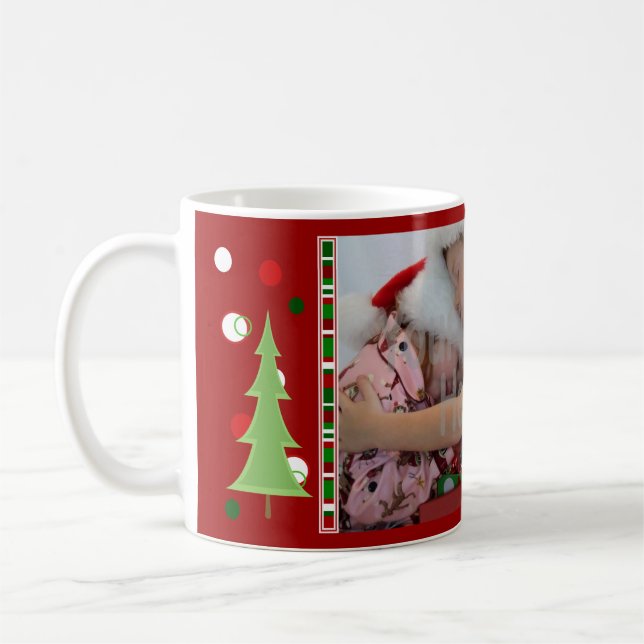 Christmas Dots and Stripes Photo Mug (Left)