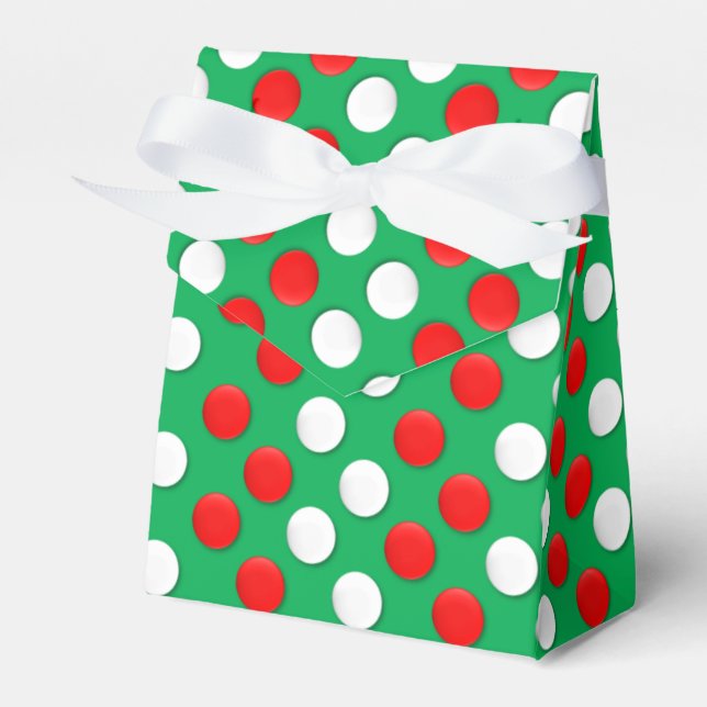 Christmas Dots Red White And Green Favour Box (Front Side)