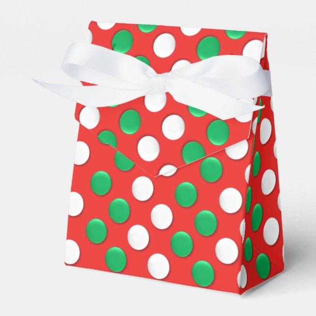 Christmas Dots Red White And Green Favour Box (Front Side)