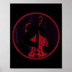 Christmas Double B Santa Bear Playing Jazz Musicia Poster