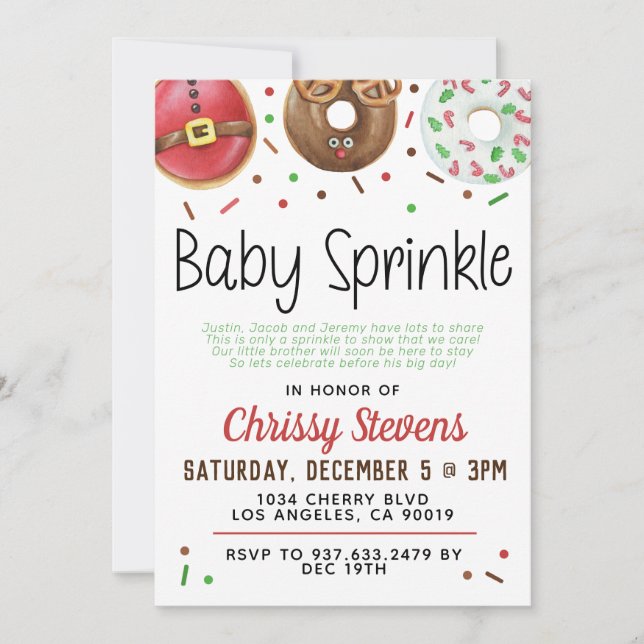 Christmas Doughnut Baby Sprinkle Shower Invitation (Front)