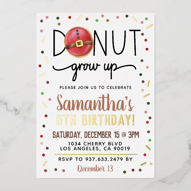 Christmas Doughnut Grow Up Birthday (Front)