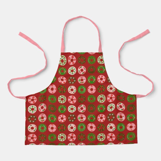Christmas Doughnut Holiday Treat Pattern Apron (Front)