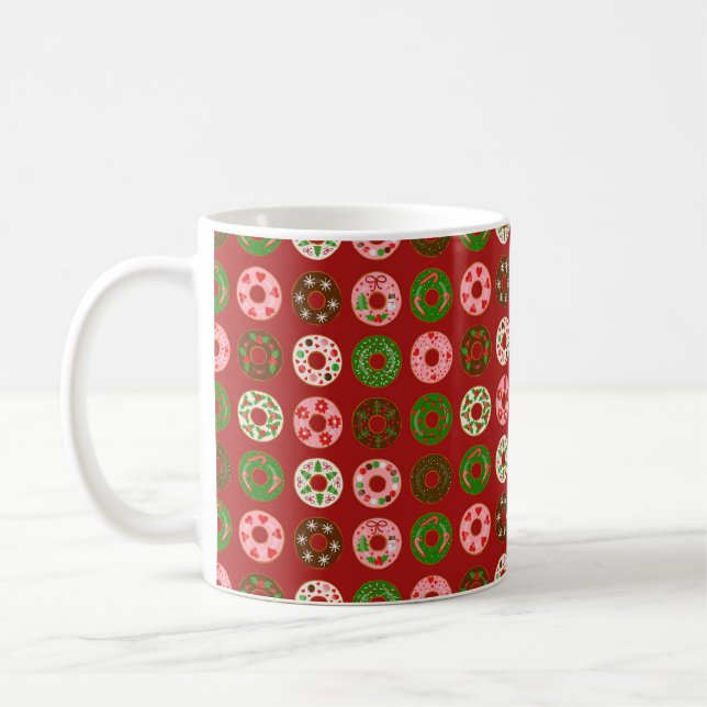 Christmas Doughnut Holiday Treat Pattern Coffee Mug (Left)