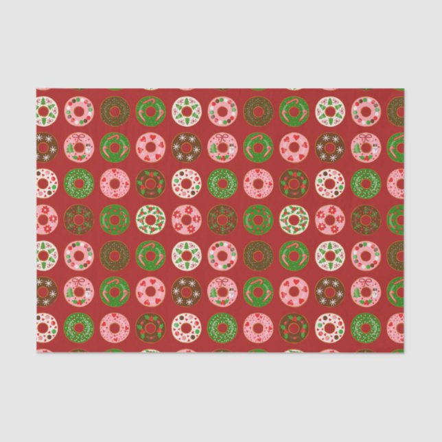 Christmas Doughnut Holiday Treat Pattern Tissue Paper (Front)