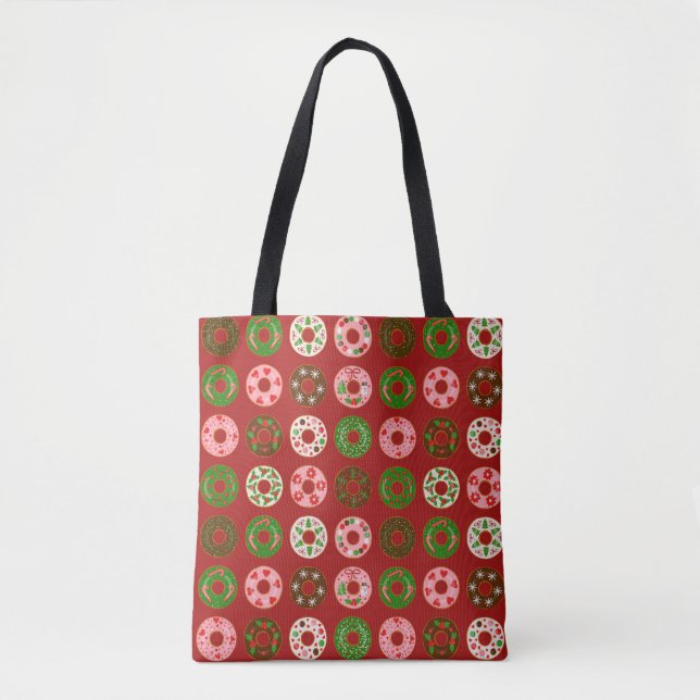 Christmas Doughnut Holiday Treat Pattern Tote Bag (Front)