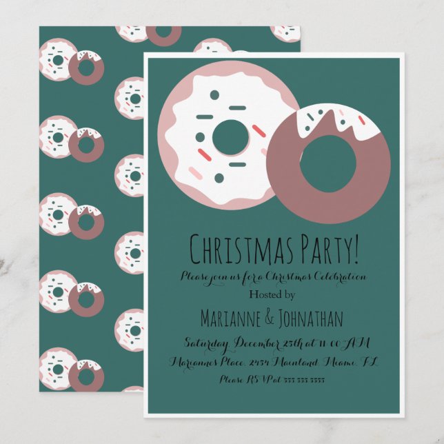 Christmas Doughnut Sprinkles Holiday Theme Invitation (Front/Back)