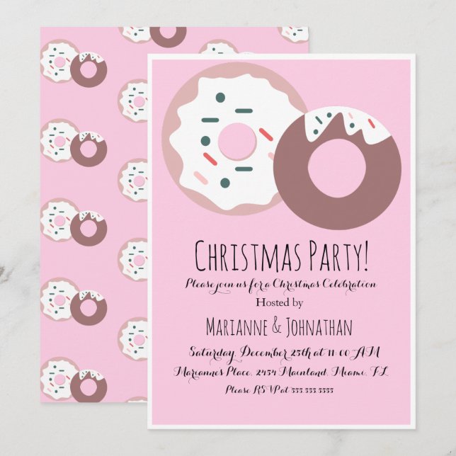 Christmas Doughnut Sprinkles Holiday Theme Invitation (Front/Back)
