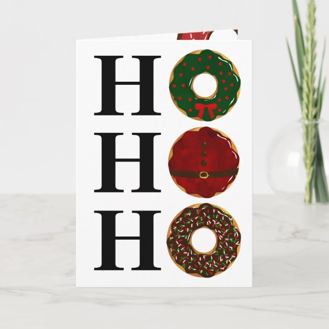 Christmas Doughnuts Ho Ho Ho Trendy Holiday Card (Front)