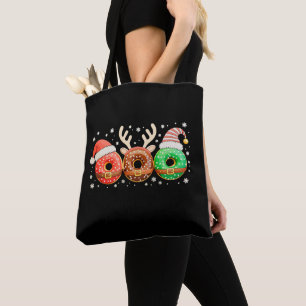 Christmas Doughnuts Santa Reindeer Xmas Doughnut Tote Bag