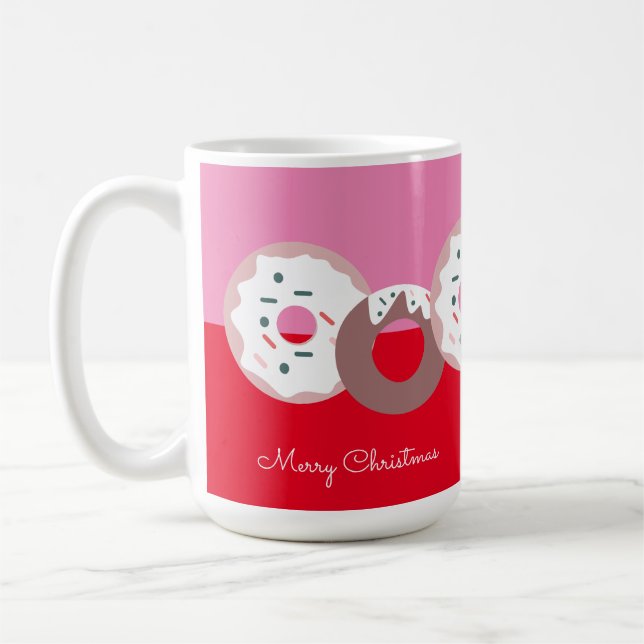 Christmas Doughnuts Sprinkles Bakery  Merry Christ Coffee Mug (Left)