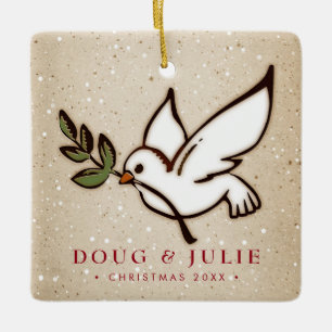 Christmas Dove Ceramic Ornament