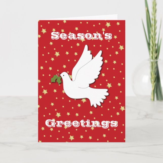 Christmas Dove with red background Holiday Card (Front)