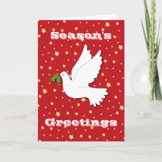Christmas Dove with red background Holiday Card