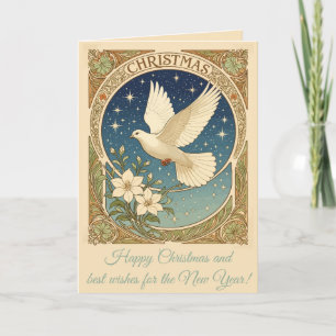 Christmas Dove With Vintage-style Decorative Panel Holiday Card