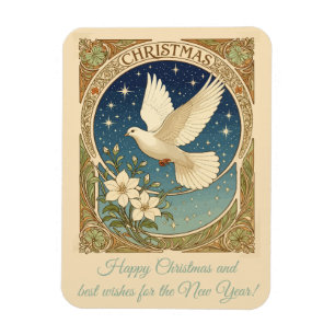 Christmas Dove With Vintage-style Decorative Panel Magnet
