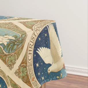 Christmas Dove With Vintage-style Decorative Panel Tablecloth