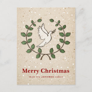 Christmas Dove Wreath Holiday Postcard