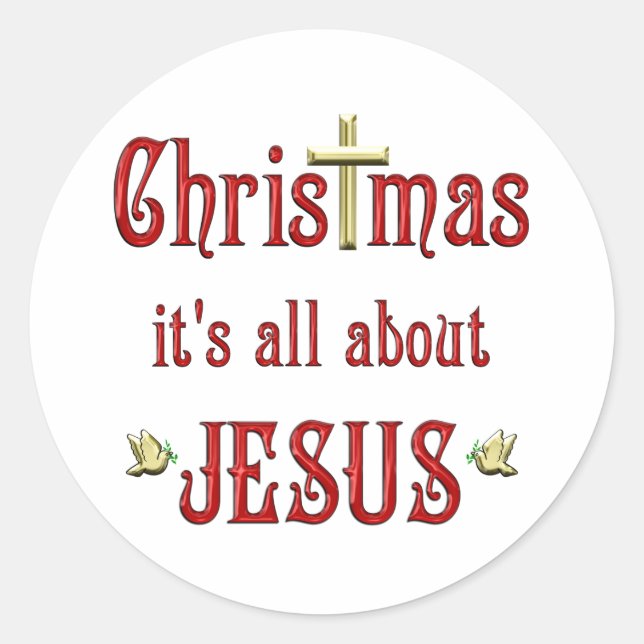 Christmas Doves Classic Round Sticker (Front)