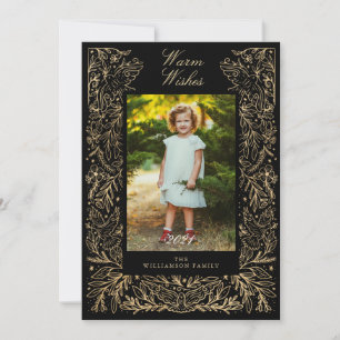 Christmas Doves Of Peace & Love Floral Frame Photo Holiday Card