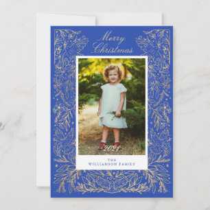 Christmas Doves Of Peace & Love Floral Frame Photo Holiday Card
