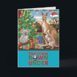 Christmas Down Under Card<br><div class="desc">A festive Australian Christmas scene featuring a mamma and young kangaroo and a koala.</div>
