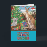 Christmas Down Under Card<br><div class="desc">A festive Australian Christmas scene featuring a mamma and young kangaroo and a koala.</div>