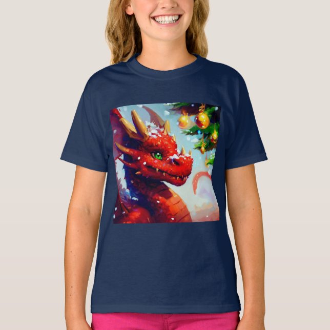 Christmas Dragon 2 T-Shirt (Front)