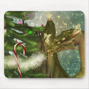 Christmas Dragon and Fairies Mouse Mat