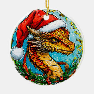 Christmas dragon ceramic tree decoration