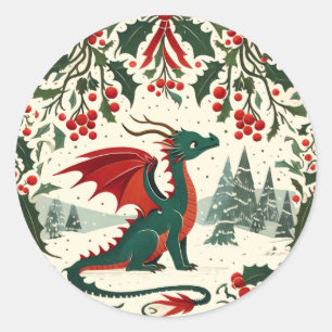 Christmas Dragon                                   Classic Round Sticker