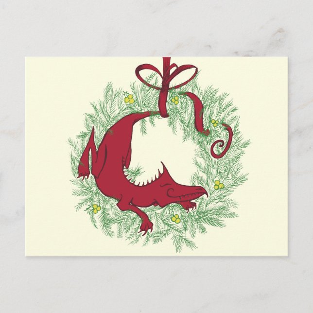 Christmas Dragon Holiday Postcard (Front)