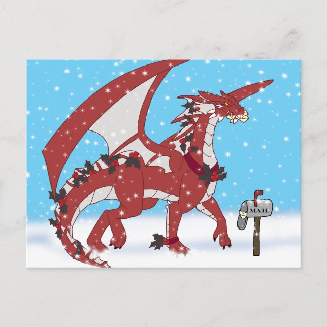 Christmas Dragon Holiday Postcard (Front)