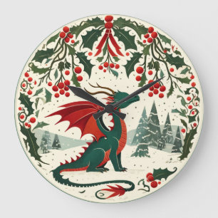 Christmas Dragon                                   Large Clock