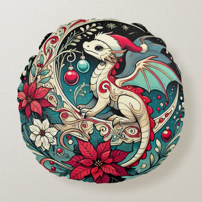 Christmas Dragon                                   Round Cushion (Front)