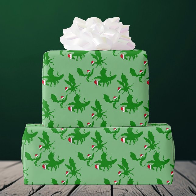 Christmas Dragon Santa Claus Wrapping Paper (Creator Uploaded)